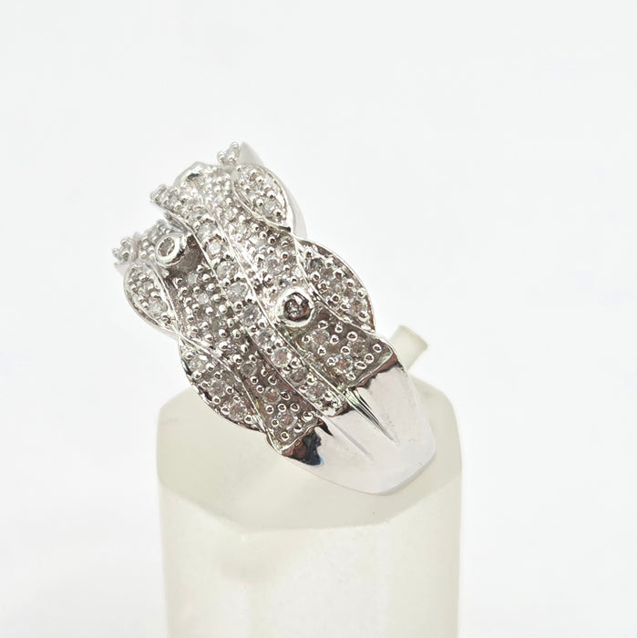 Vintage: 9ct White Gold Diamond Encrusted Pavé Band Ring — 0.66ct