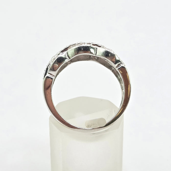 Vintage: 9ct White Gold Diamond Encrusted Pavé Band Ring — 0.66ct