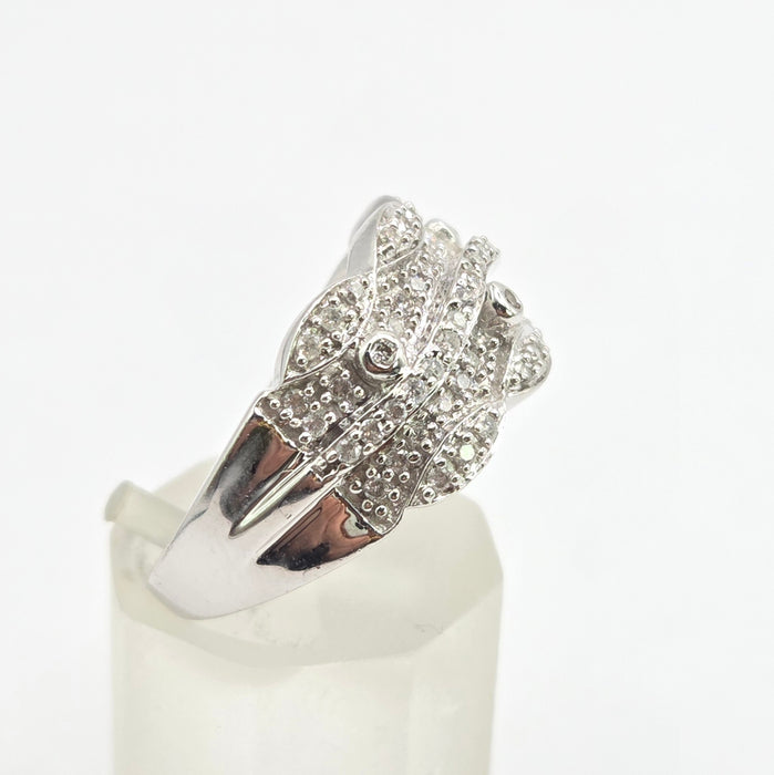 Vintage: 9ct White Gold Diamond Encrusted Pavé Band Ring — 0.66ct