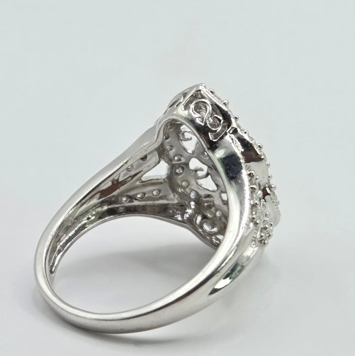 Vintage: 9ct White Gold Diamond Art Deco Style Dress Ring — 1.00ct