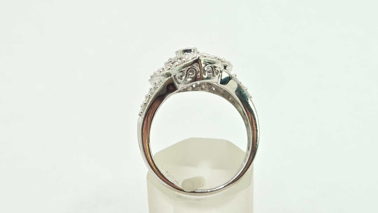 Vintage: 9ct White Gold Diamond Art Deco Style Dress Ring — 1.00ct