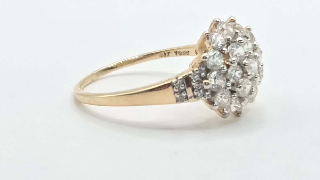 Modern: 9ct Yellow Gold White Topaz Cluster Ring