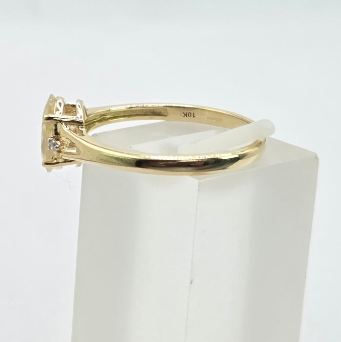 Vintage: 9ct Yellow Gold Opal & Diamond Split Shank Ring