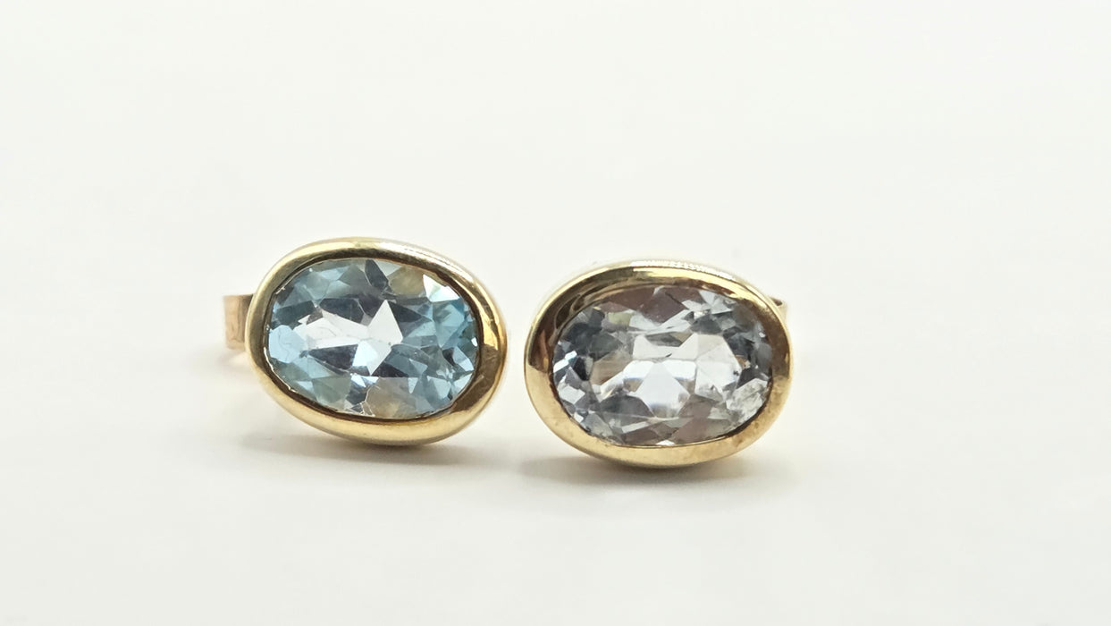 Vintage: 9ct Gold Blue Topaz Stud Earrings