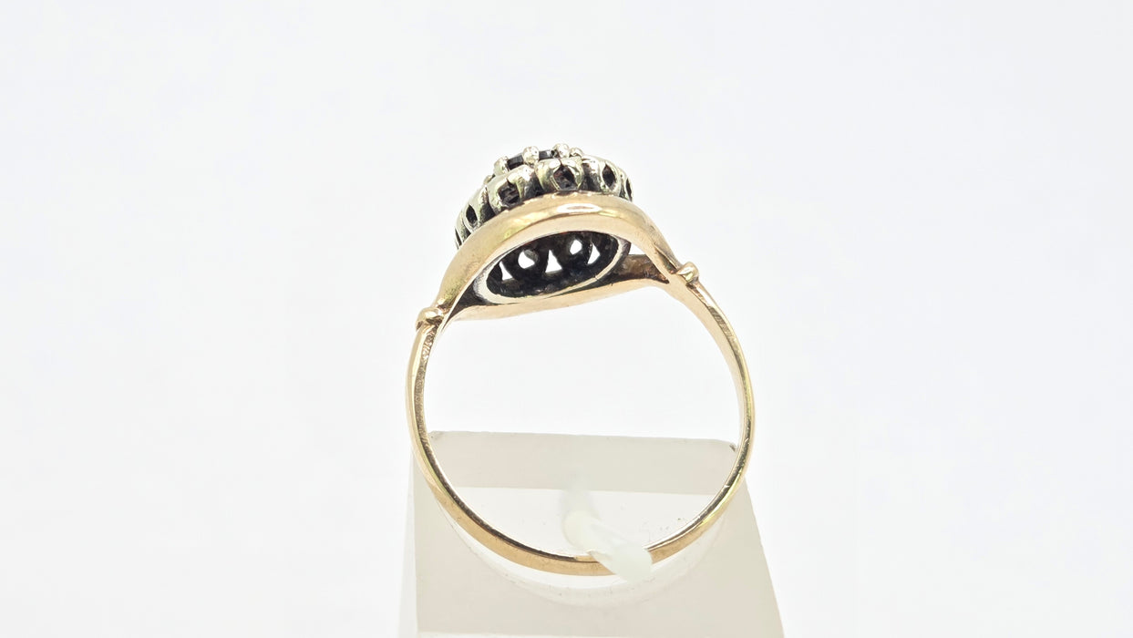 Vintage: 9ct Gold Tiered Garnet Cluster Ring — From 1966