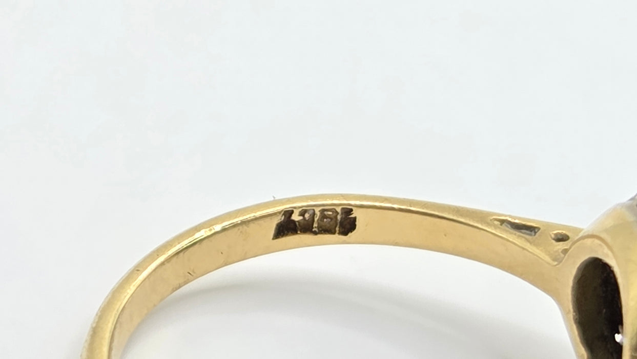 Vintage: 18ct Gold Sapphire & Diamond Art Deco Style Cluster Ring