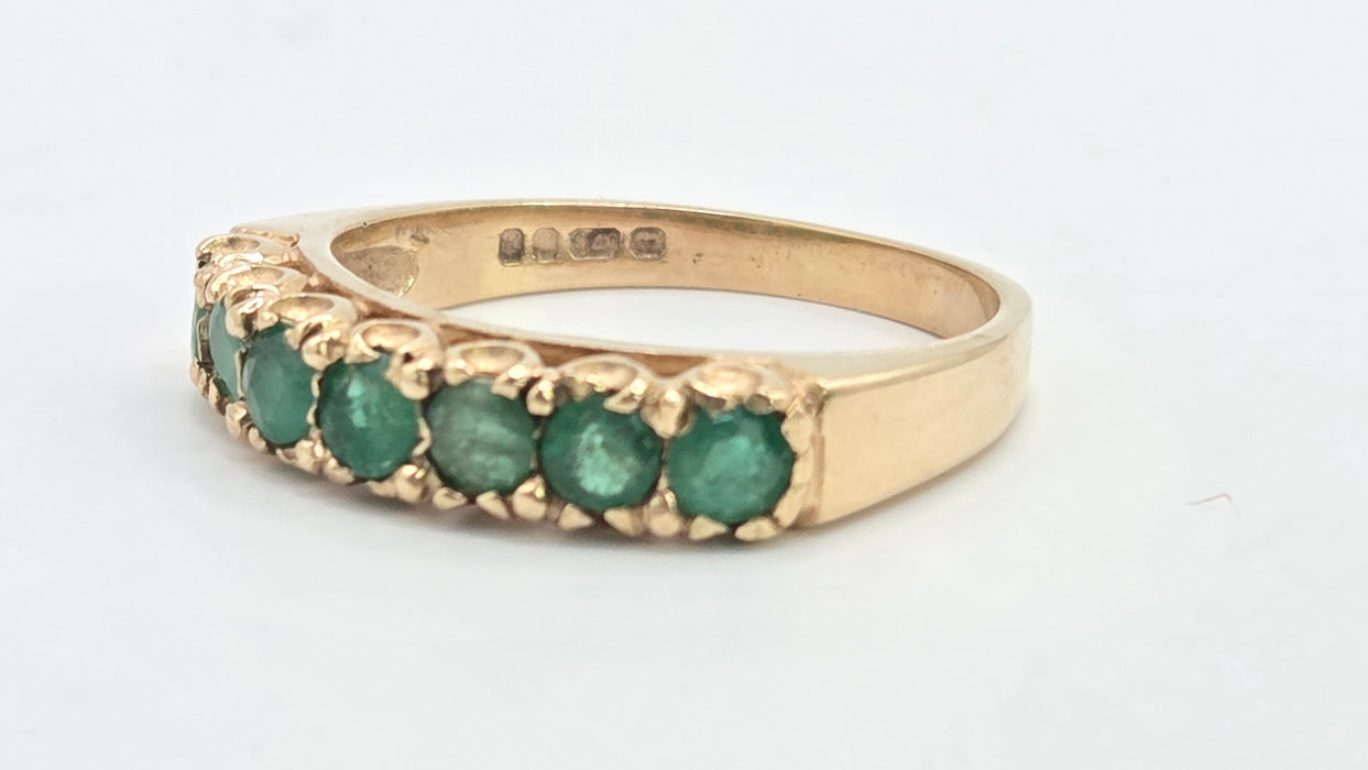 Vintage: 9ct Gold Seven Emerald Half-Eternity Stacker Ring
