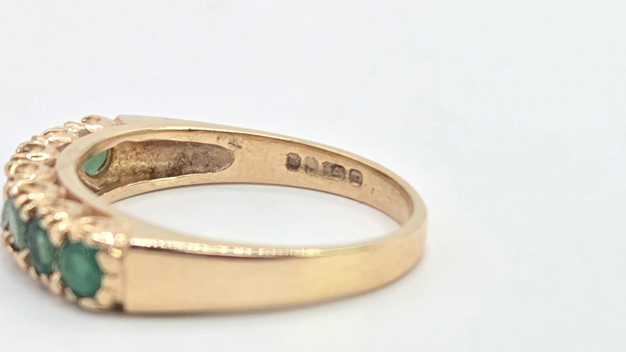 Vintage: 9ct Gold Seven Emerald Half-Eternity Stacker Ring