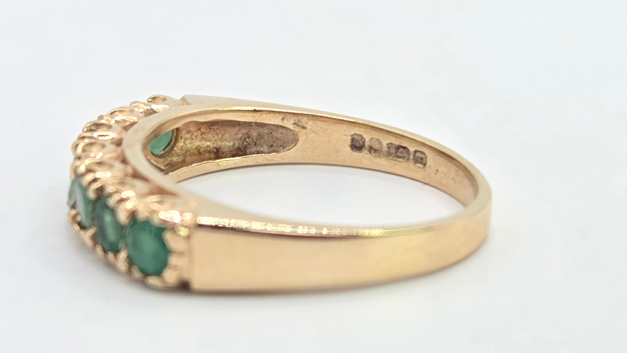 Vintage: 9ct Gold Seven Emerald Half-Eternity Stacker Ring