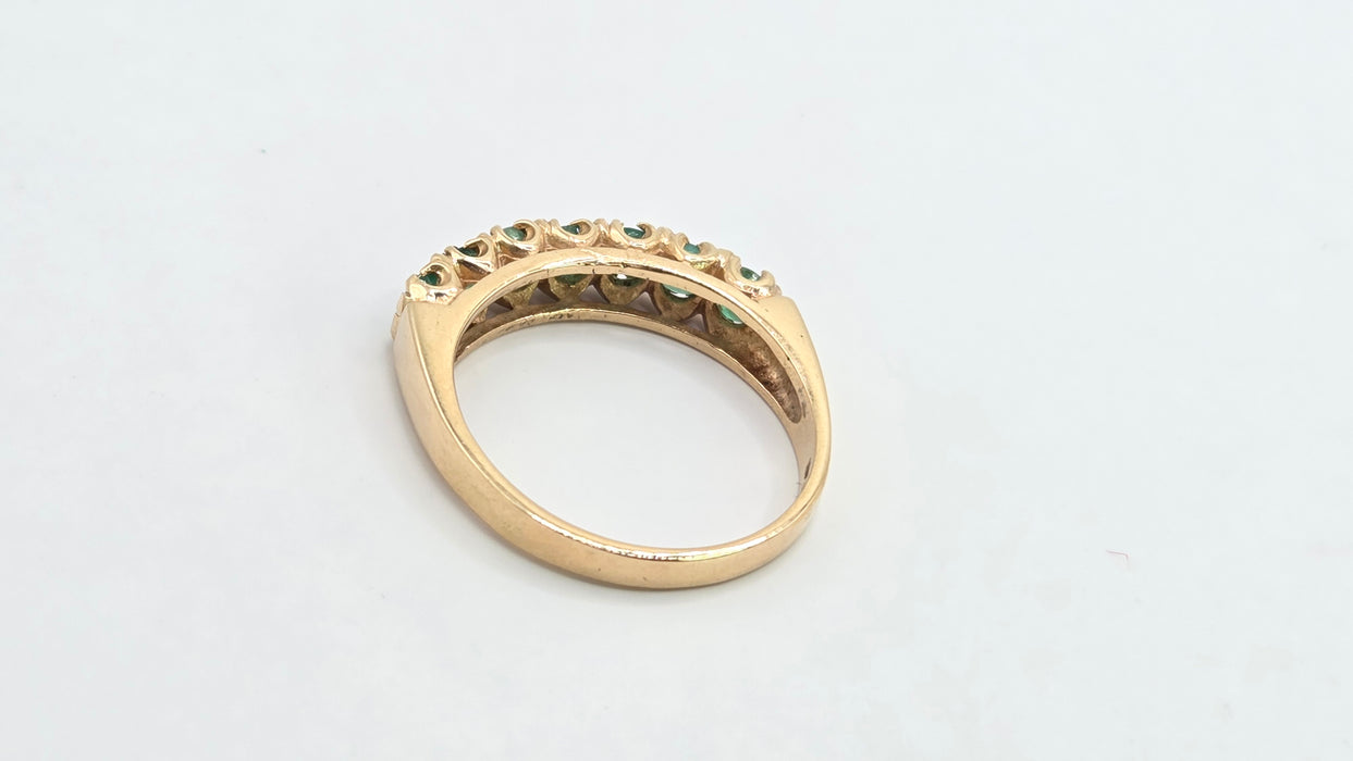 Vintage: 9ct Gold Seven Emerald Half-Eternity Stacker Ring