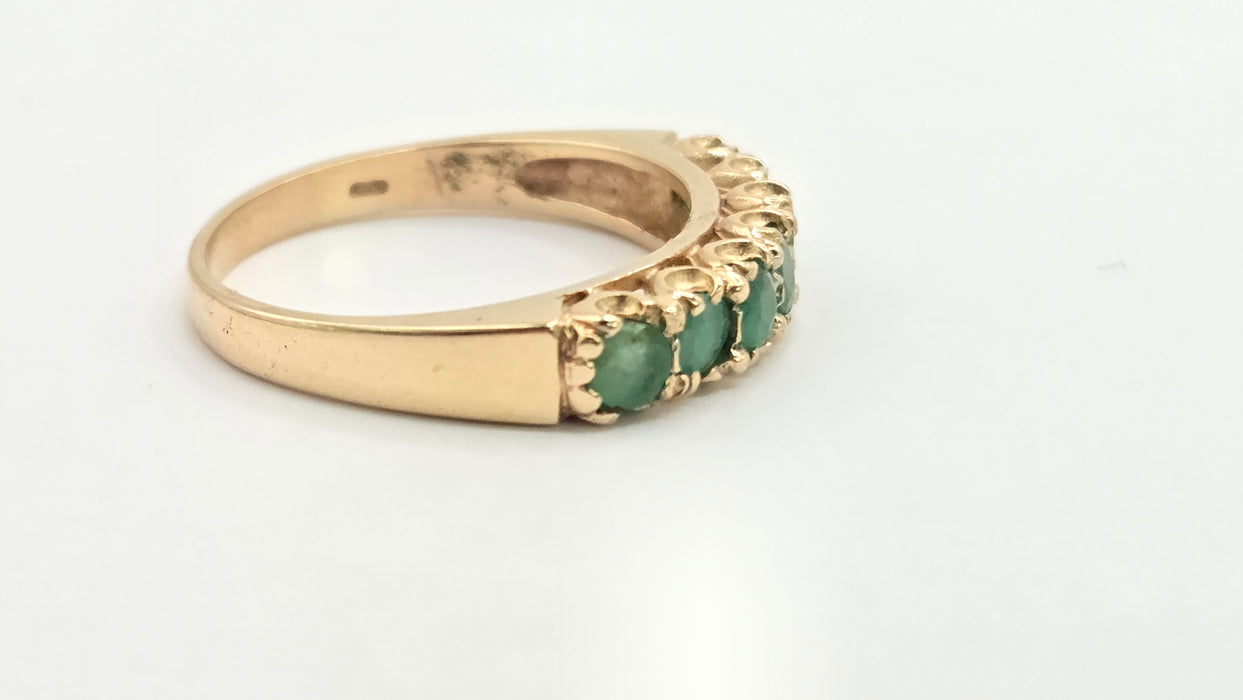 Vintage: 9ct Gold Seven Emerald Half-Eternity Stacker Ring