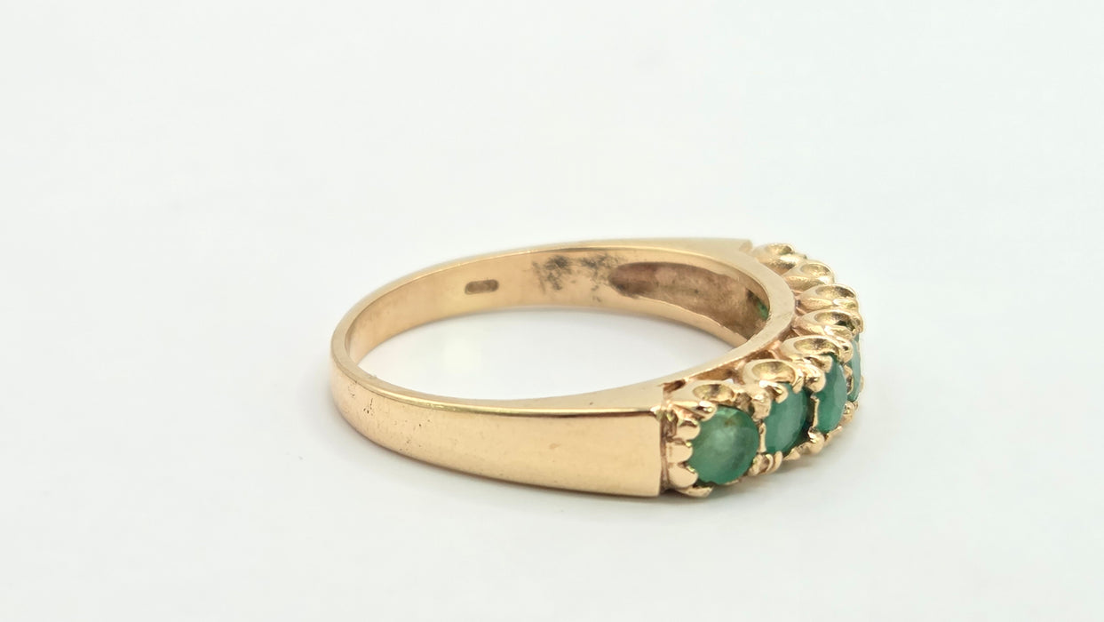 Vintage: 9ct Gold Seven Emerald Half-Eternity Stacker Ring