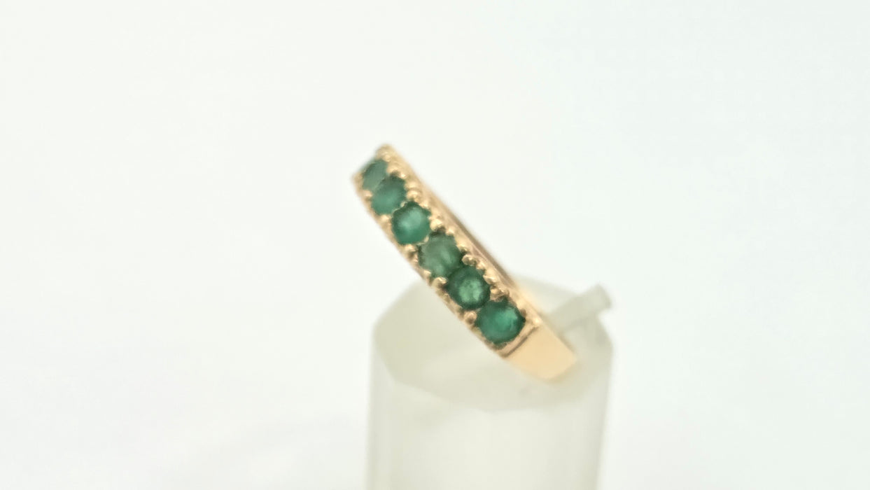 Vintage: 9ct Gold Seven Emerald Half-Eternity Stacker Ring