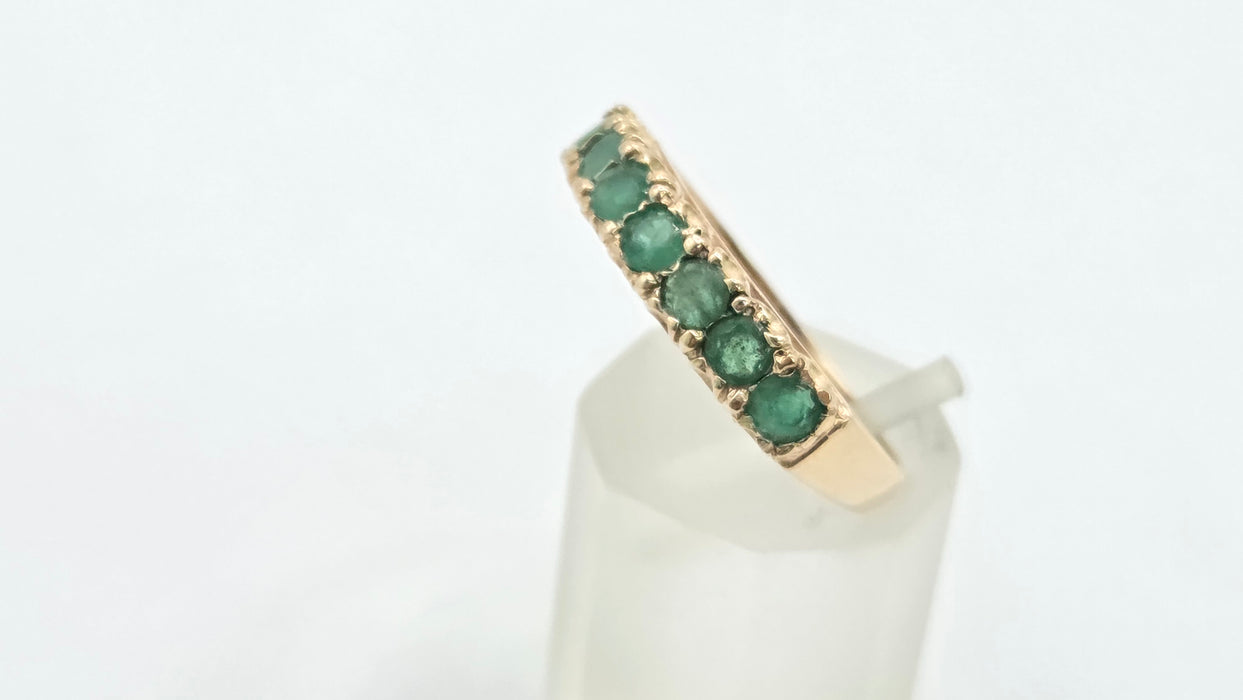 Vintage: 9ct Gold Seven Emerald Half-Eternity Stacker Ring