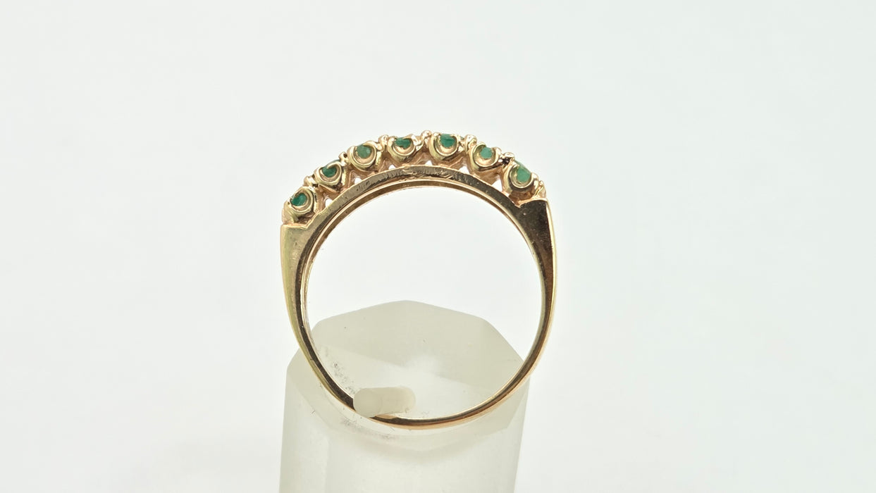 Vintage: 9ct Gold Seven Emerald Half-Eternity Stacker Ring