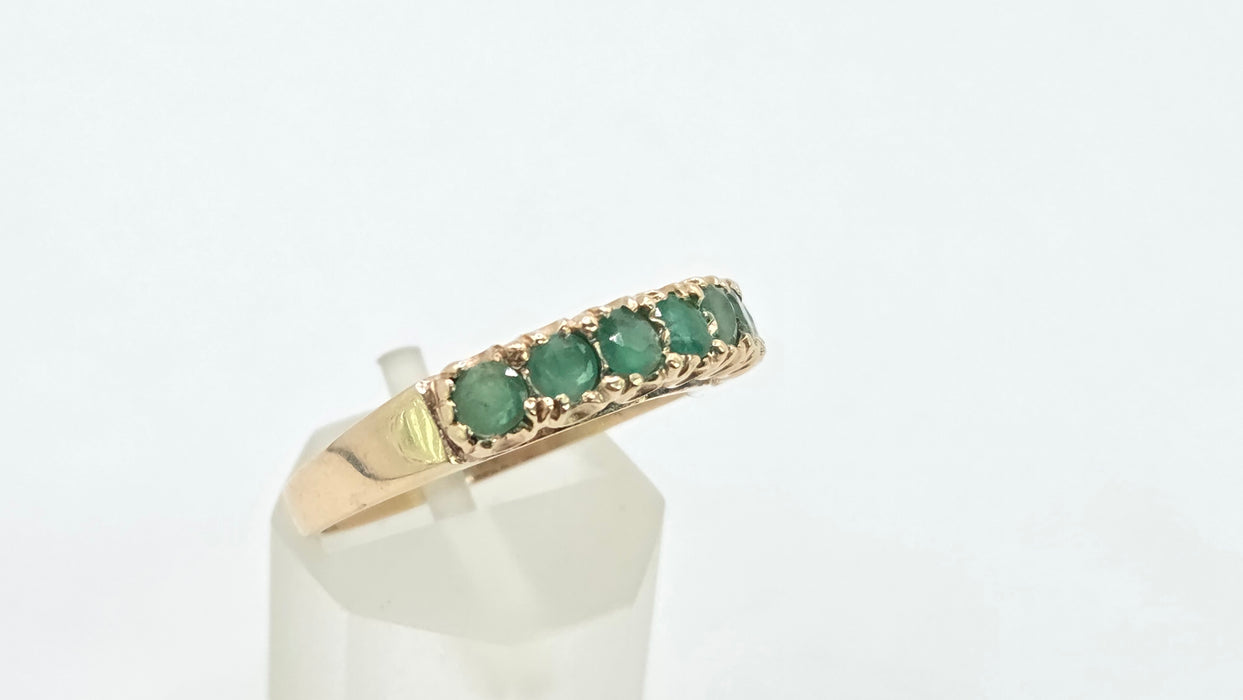 Vintage: 9ct Gold Seven Emerald Half-Eternity Stacker Ring