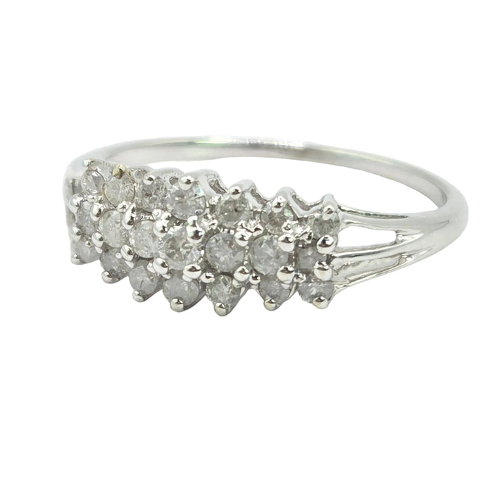Vintage: 9ct White Gold Diamond Cluster Ring