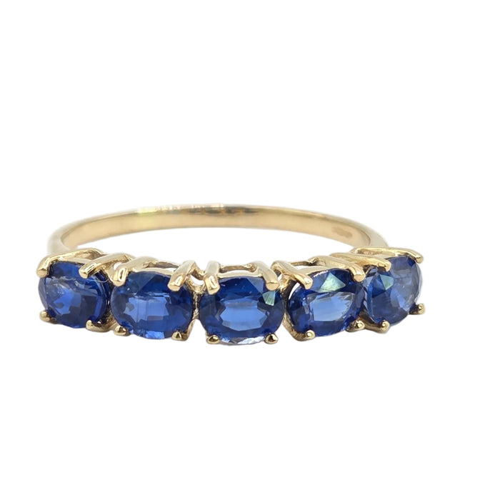 Vintage: 9ct Gold Sapphire Five-Stone Half Eternity Ring