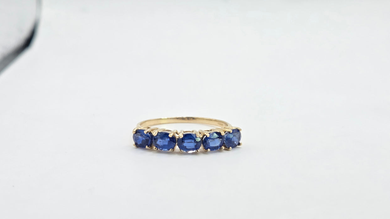 Vintage: 9ct Gold Sapphire Five-Stone Half Eternity Ring