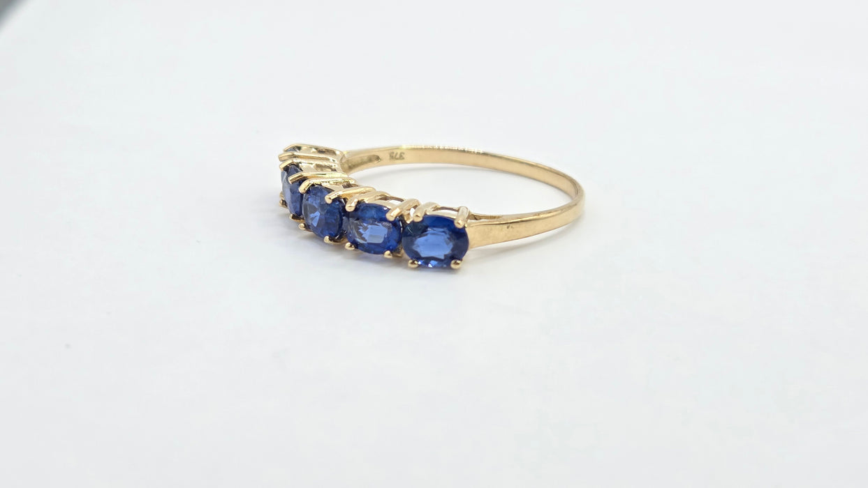 Vintage: 9ct Gold Sapphire Five-Stone Half Eternity Ring