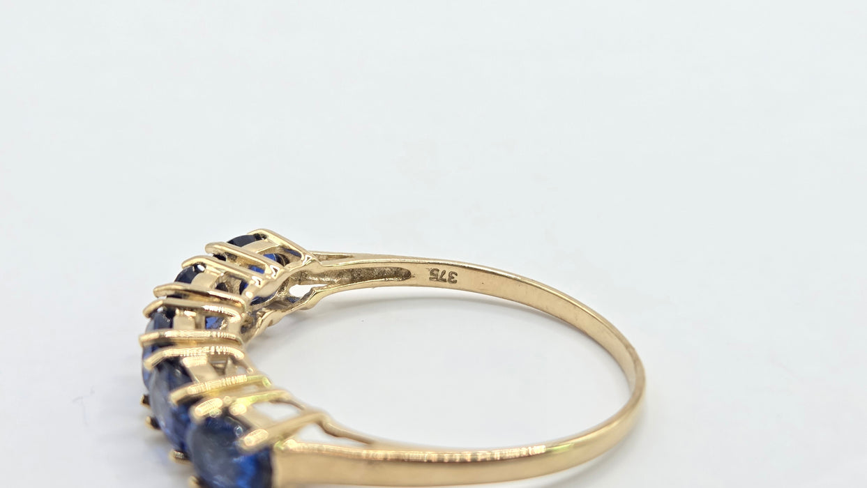Vintage: 9ct Gold Sapphire Five-Stone Half Eternity Ring