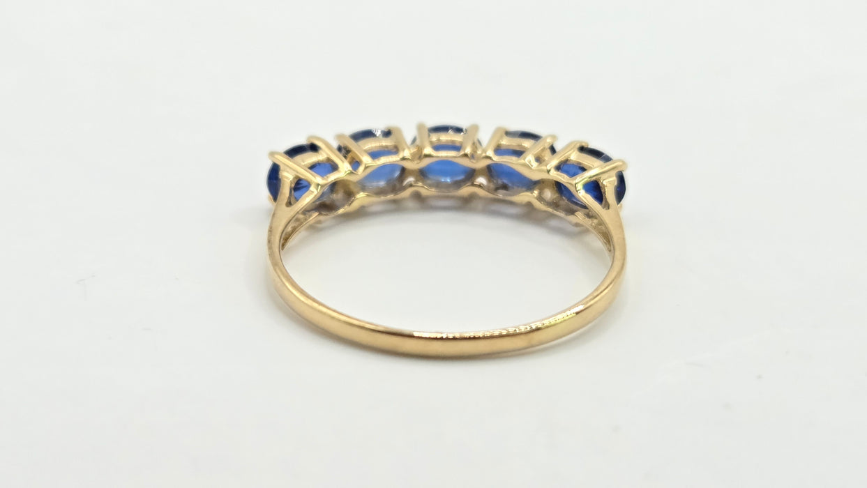 Vintage: 9ct Gold Sapphire Five-Stone Half Eternity Ring