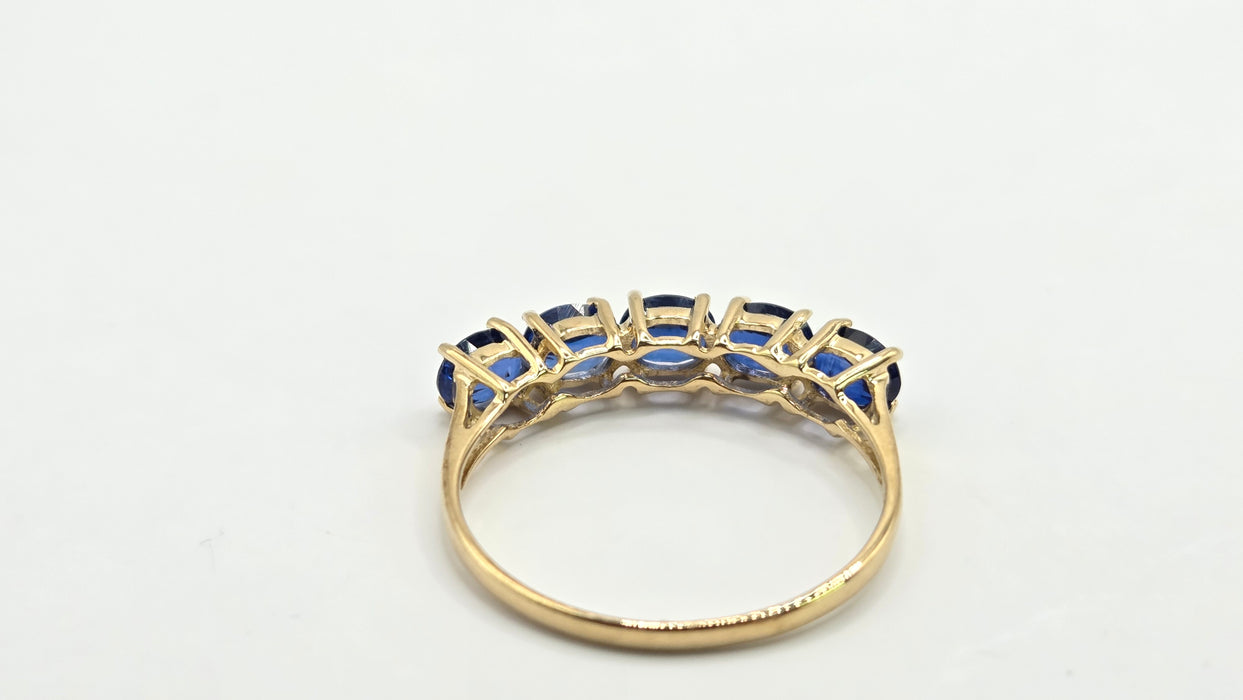 Vintage: 9ct Gold Sapphire Five-Stone Half Eternity Ring