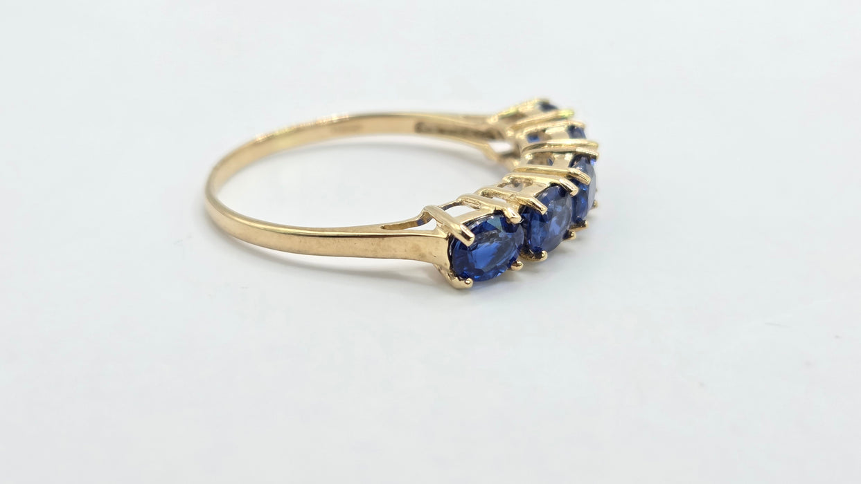 Vintage: 9ct Gold Sapphire Five-Stone Half Eternity Ring