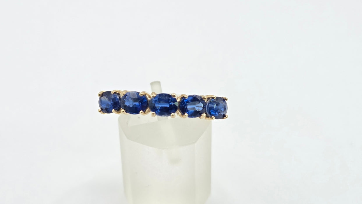 Vintage: 9ct Gold Sapphire Five-Stone Half Eternity Ring