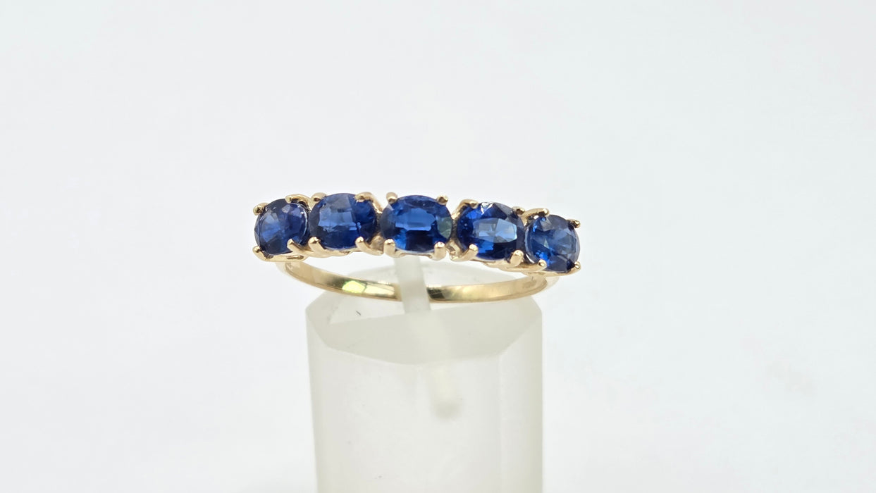 Vintage: 9ct Gold Sapphire Five-Stone Half Eternity Ring