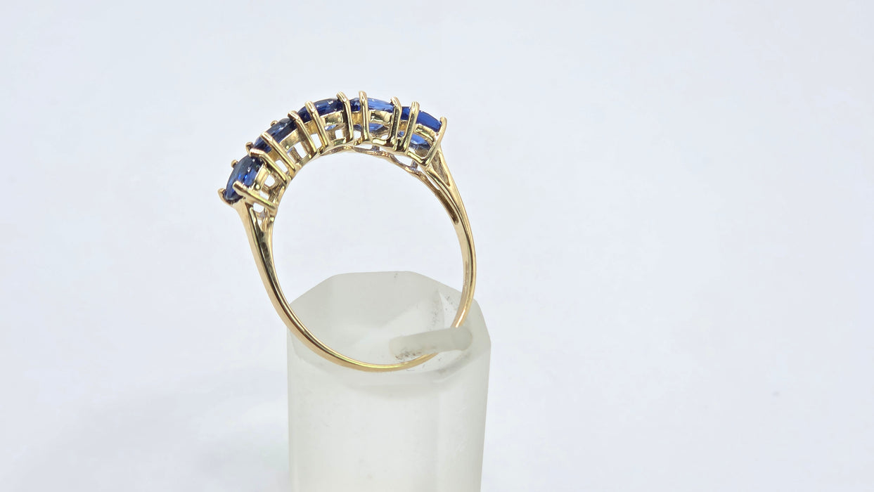 Vintage: 9ct Gold Sapphire Five-Stone Half Eternity Ring
