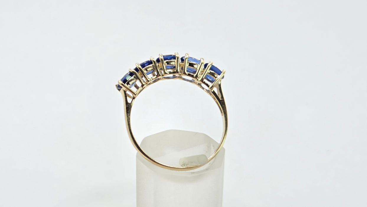 Vintage: 9ct Gold Sapphire Five-Stone Half Eternity Ring