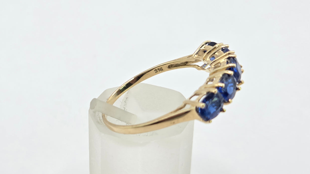 Vintage: 9ct Gold Sapphire Five-Stone Half Eternity Ring