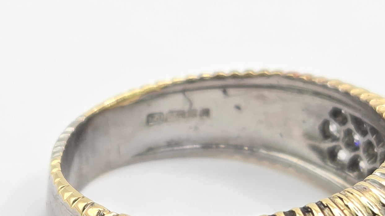 Vintage: 18ct Gold Diamond Pavé Band Ring with Yellow Gold Beaded Trim — 1.25ct — From 1988