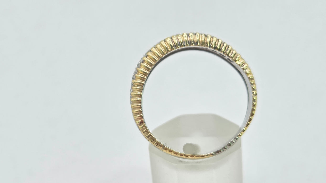 Vintage: 18ct Gold Diamond Pavé Band Ring with Yellow Gold Beaded Trim — 1.25ct — From 1988