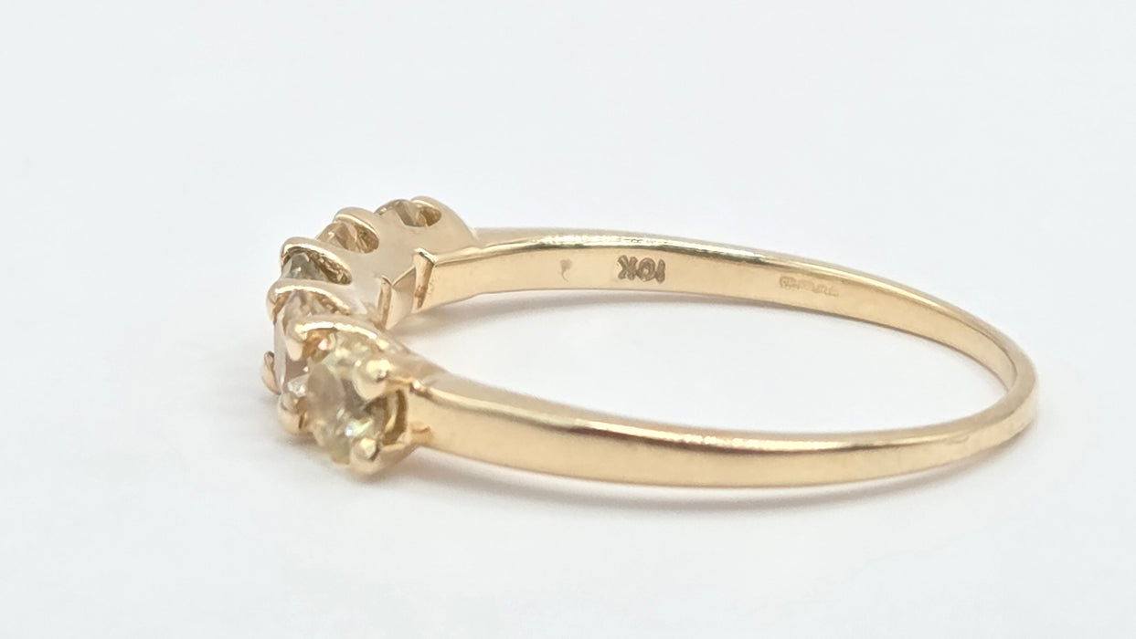 Vintage: 9ct Gold Yellow Beryl Five-Stone Half Eternity Ring