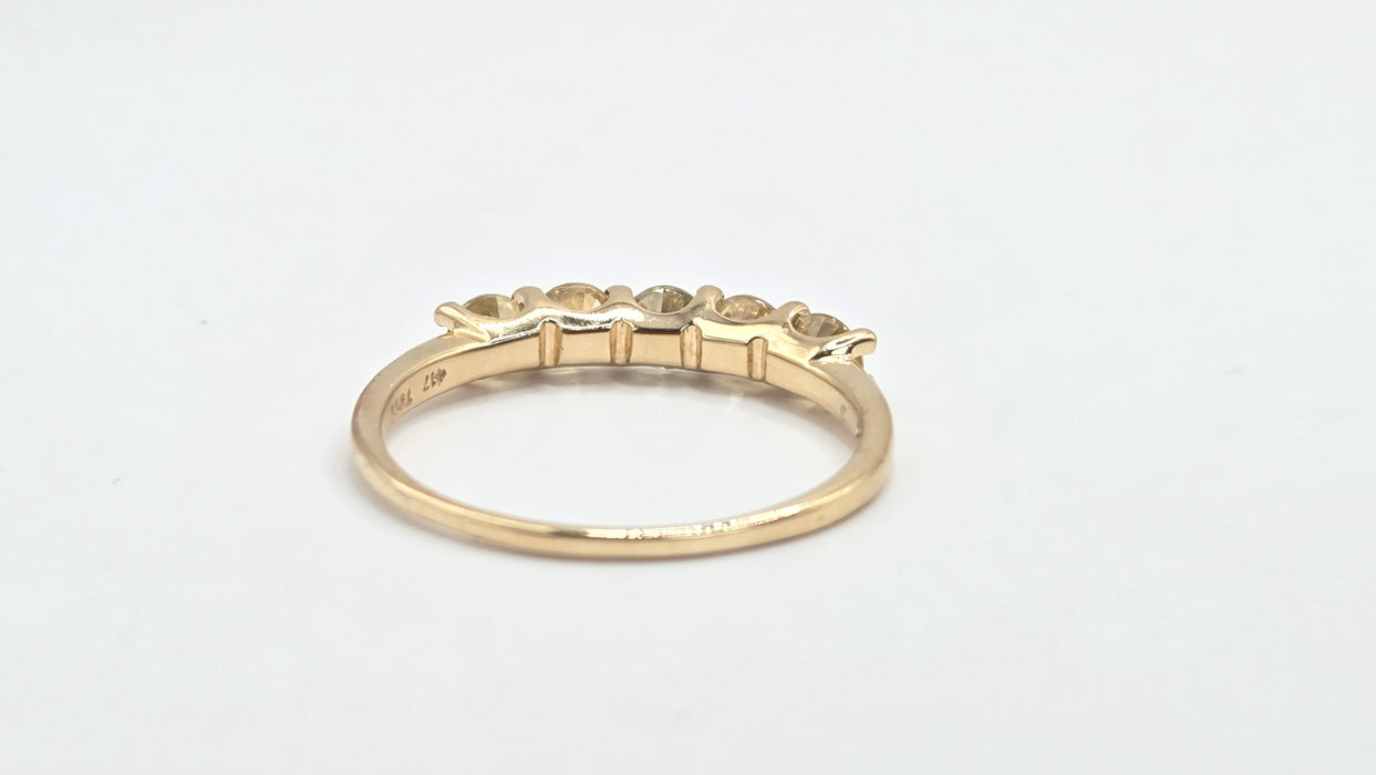 Vintage: 9ct Gold Yellow Beryl Five-Stone Half Eternity Ring