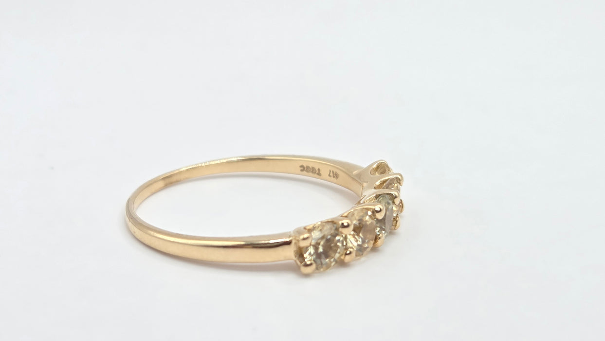 Vintage: 9ct Gold Yellow Beryl Five-Stone Half Eternity Ring