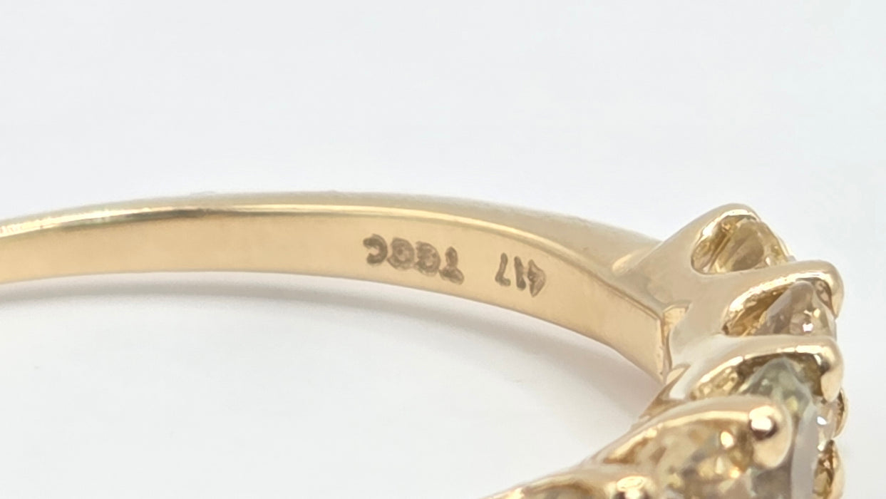 Vintage: 9ct Gold Yellow Beryl Five-Stone Half Eternity Ring