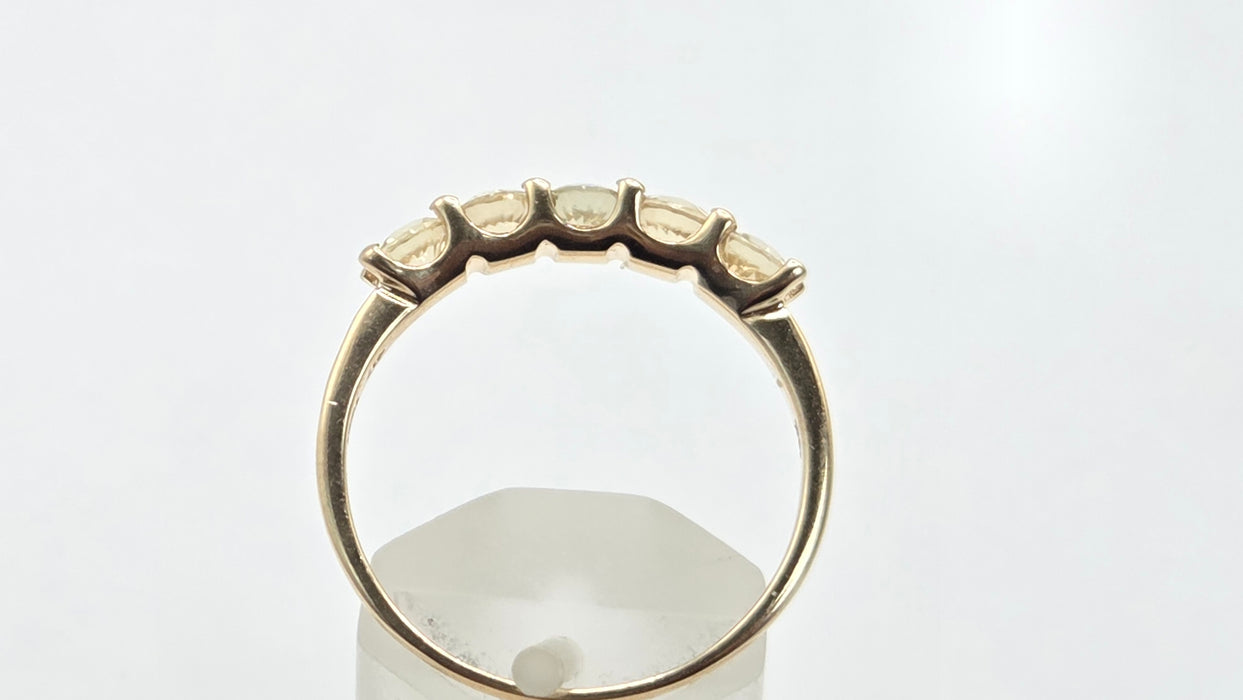 Vintage: 9ct Gold Yellow Beryl Five-Stone Half Eternity Ring
