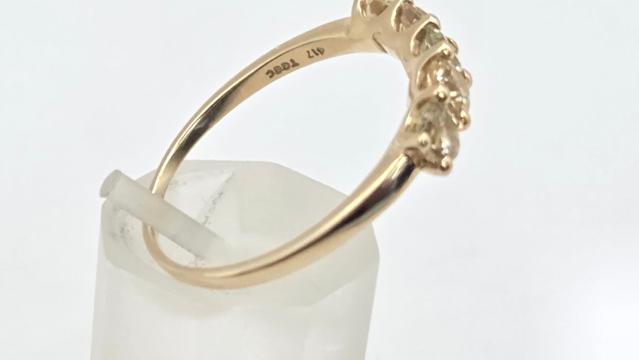 Vintage: 9ct Gold Yellow Beryl Five-Stone Half Eternity Ring