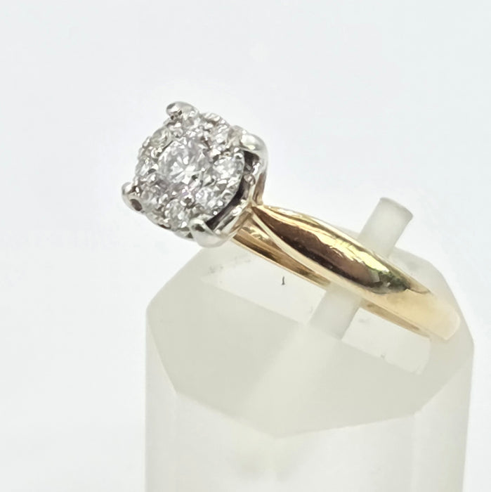Vintage: 9ct Gold Diamond Cushion Cluster Ring