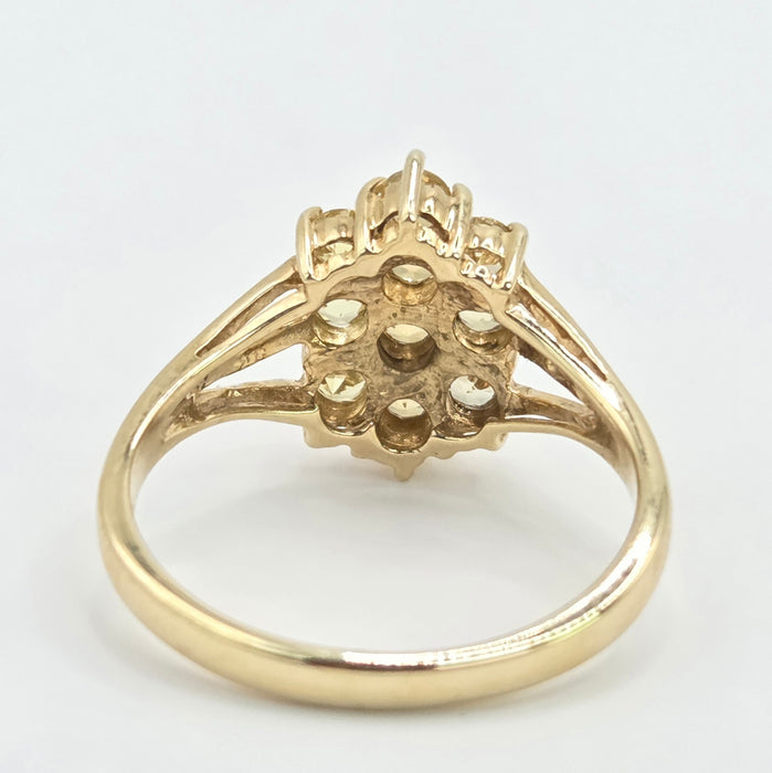 Vintage: 9ct Gold Yellow Sapphire Marquise Cluster Ring