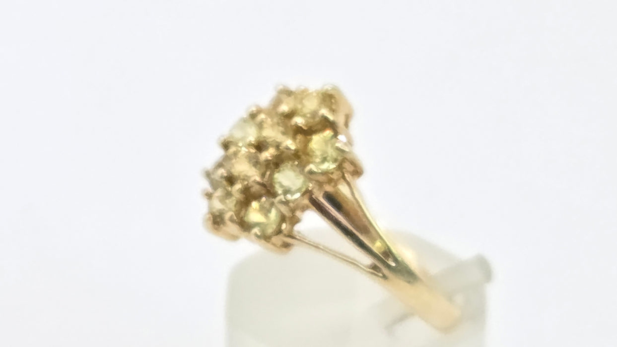 Vintage: 9ct Gold Yellow Sapphire Marquise Cluster Ring
