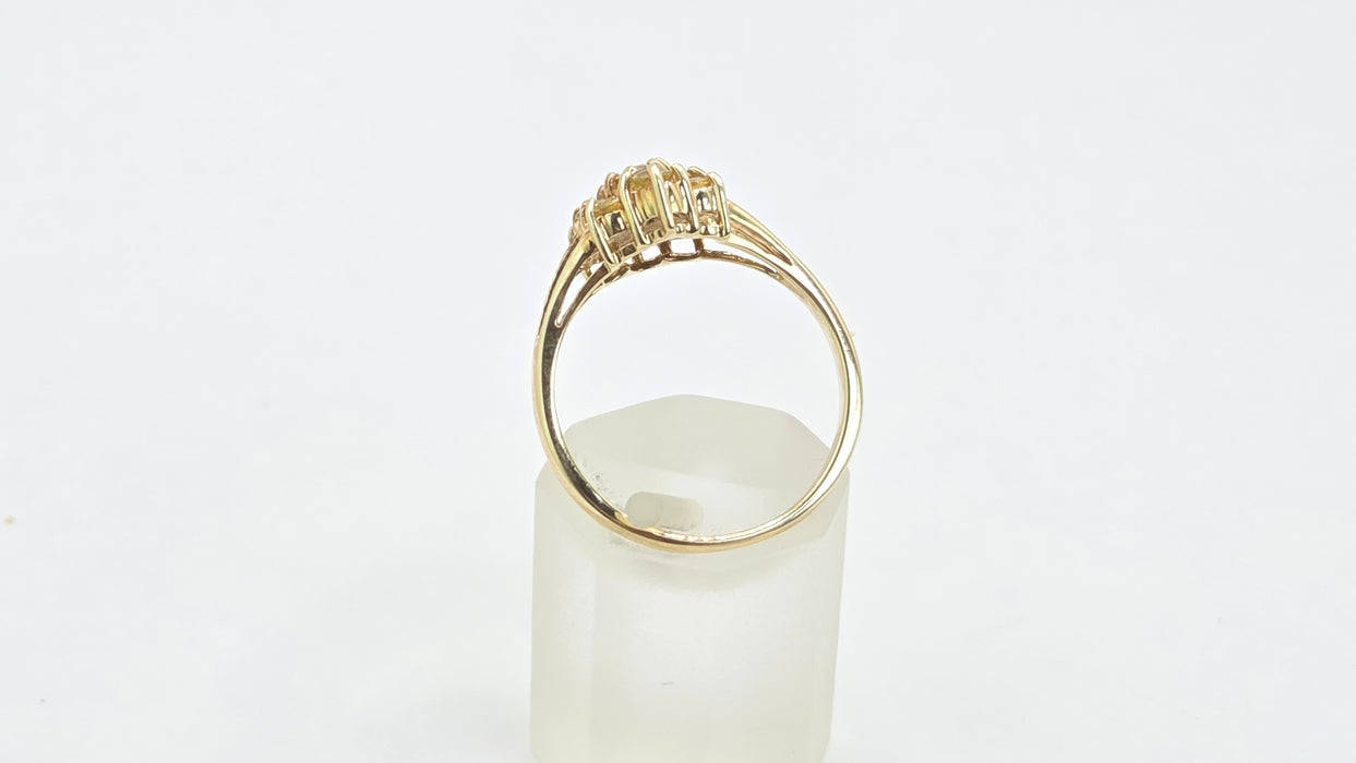 Vintage: 9ct Gold Yellow Sapphire Marquise Cluster Ring