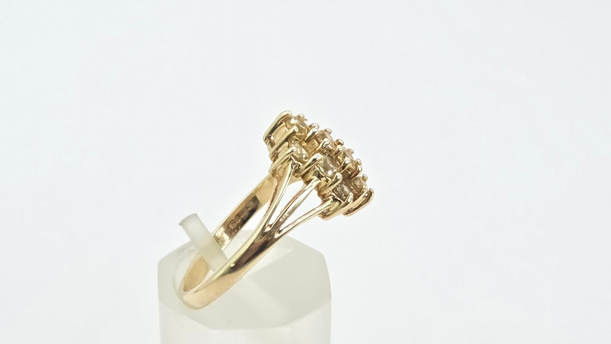 Vintage: 9ct Gold Yellow Sapphire Marquise Cluster Ring
