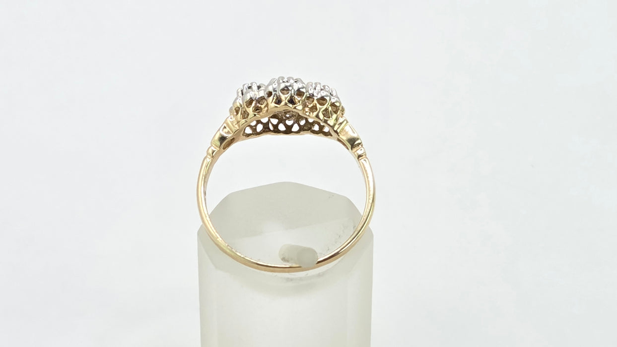 Vintage: 9ct Gold Sapphire & Diamond Marquise Cluster Ring