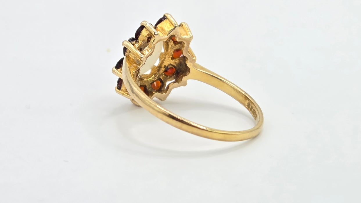 Vintage: 9ct Gold Opal & Garnet Cluster Ring — From 1981
