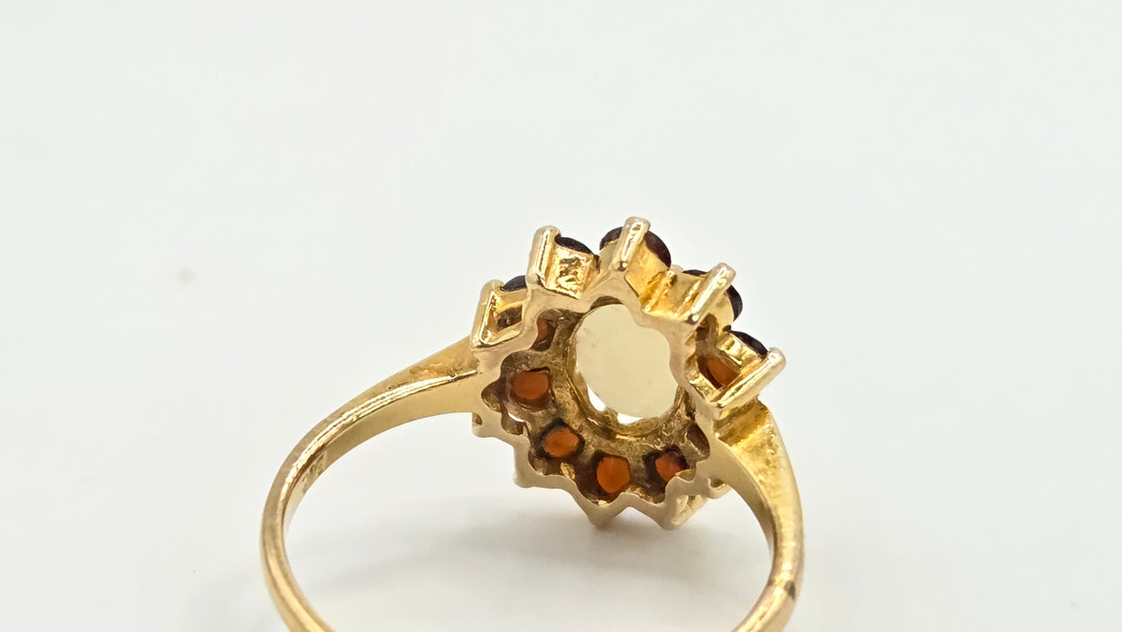 Vintage: 9ct Gold Opal & Garnet Cluster Ring — From 1981