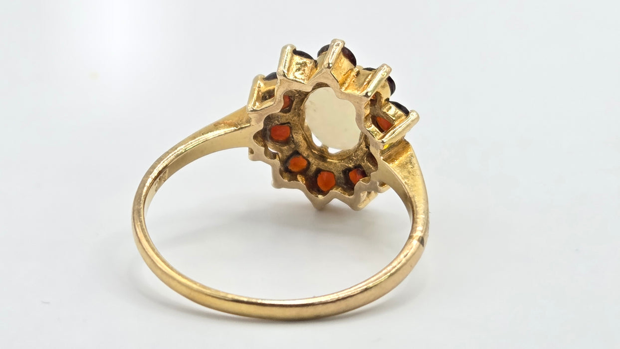 Vintage: 9ct Gold Opal & Garnet Cluster Ring — From 1981